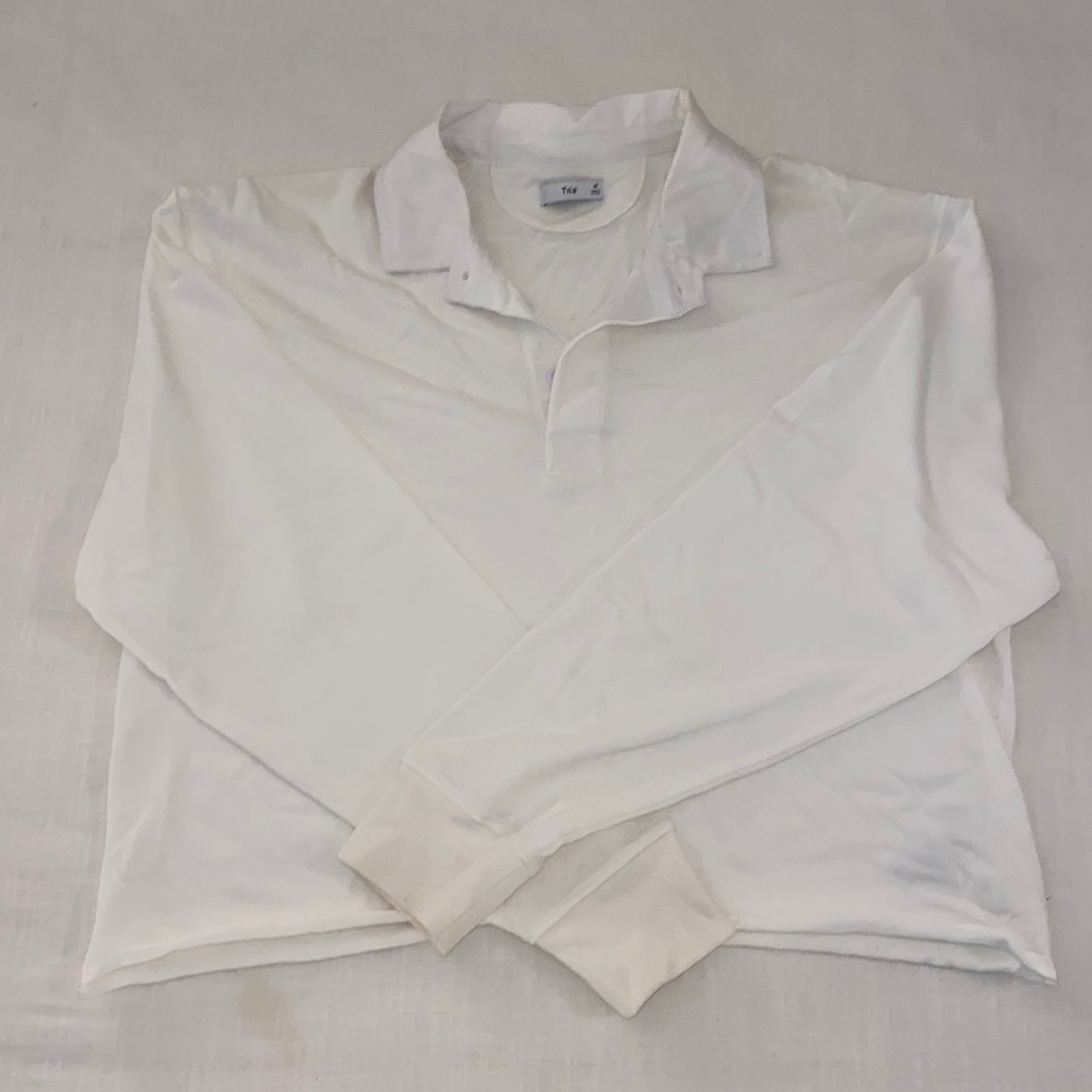 Tna Collared White Cropped Long Sleeve